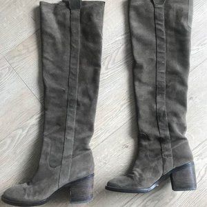 BCBG Over The Knee Dark Taupe Suede Boots
